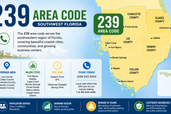 239 area code map and phone coverage area in Southwest Florida